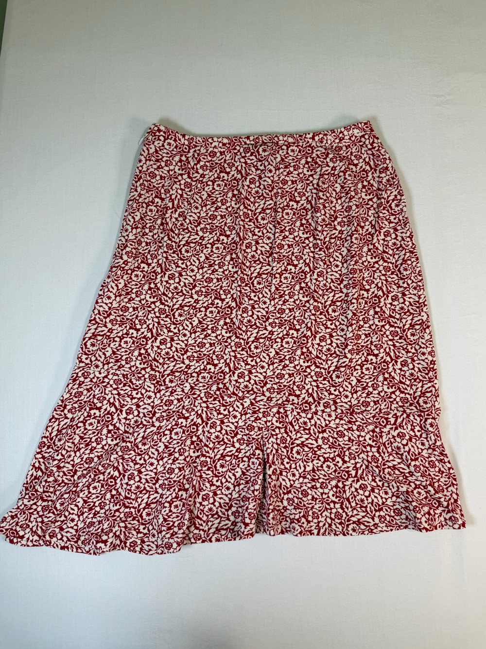 Red Floral Midi Skirt - Lightweight Women’s Skirt